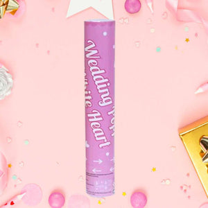 Confetti Cannon Pink 30cm Party Popper - White Heart Confetti