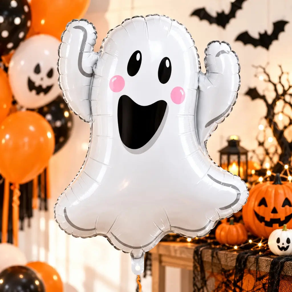 Happy Laughing White Ghost Foil Balloon