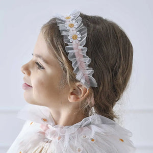 white & pink Fancy Daisy Flower Headband