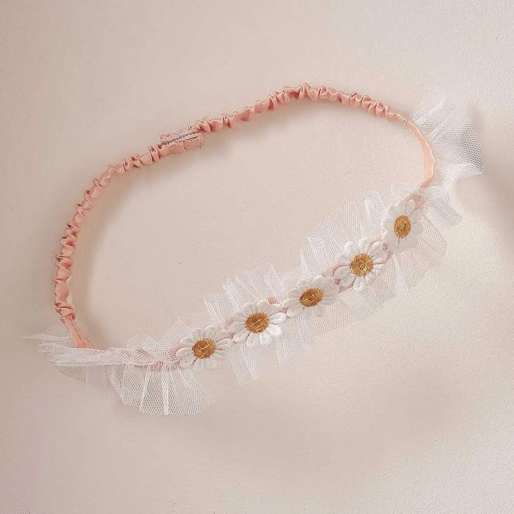 white & pink Fancy Daisy Flower Headband