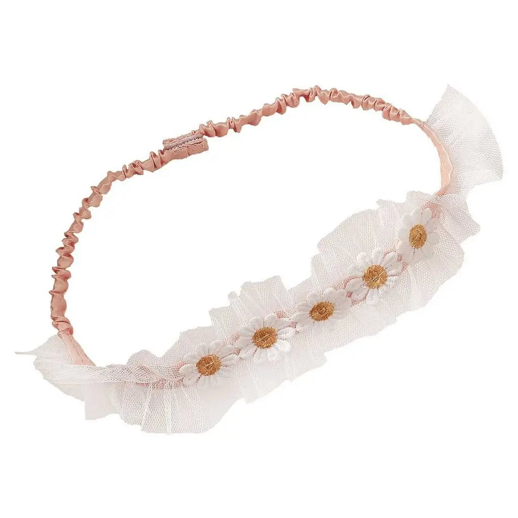 white & pink Fancy Daisy Flower Headband