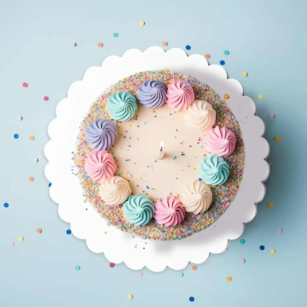 Papyrus white scalloped cake board measuring 25.4cm
