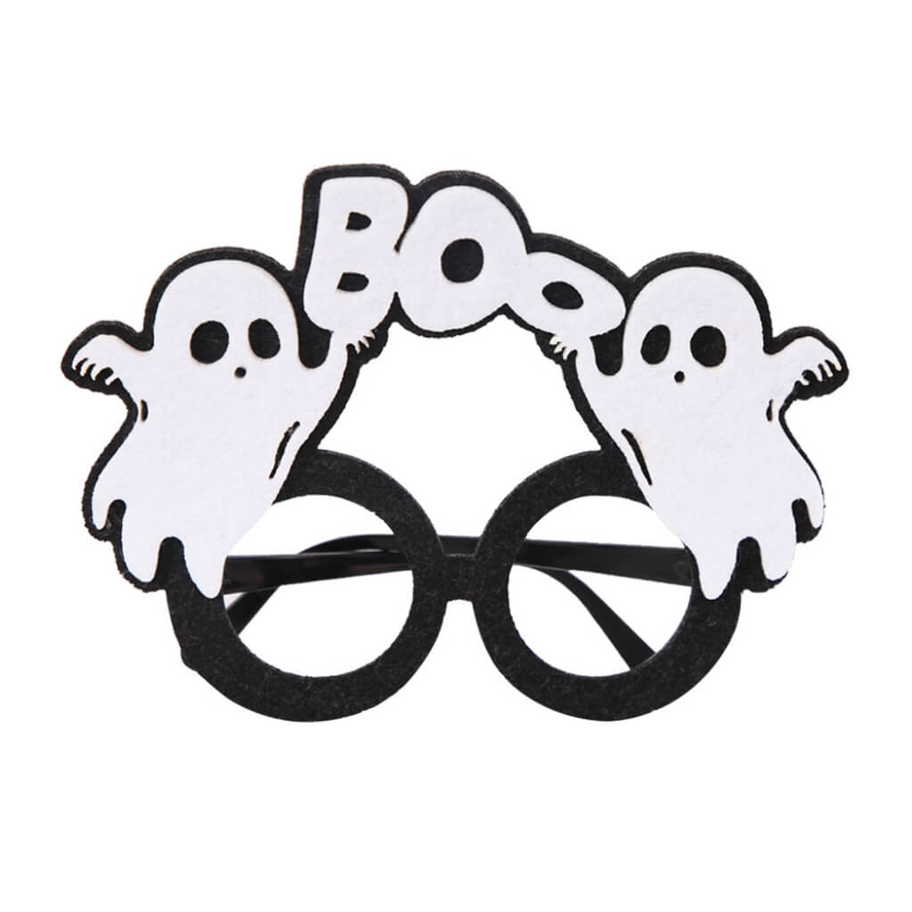 White BOO Ghost Halloween Paper Glasses