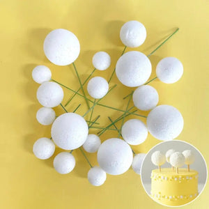 Elegant white foam ball cake decorations