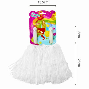White metallic pom poms for cheerleader costume and dance performance