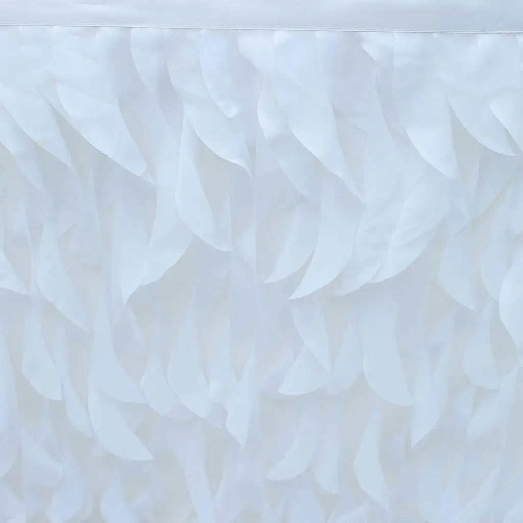 White Curly Willow Fabric Table Skirt