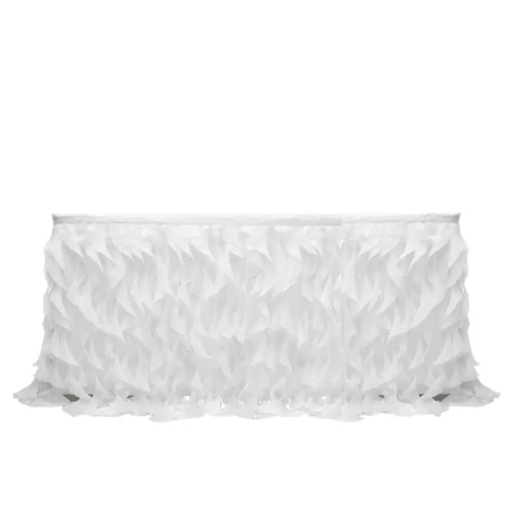 White Curly Willow Fabric Table Skirt