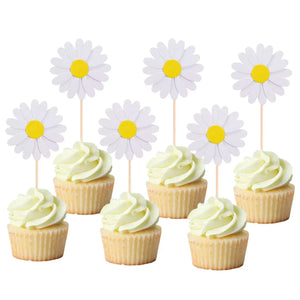 White Daisy Cupcake Toppers 5pk