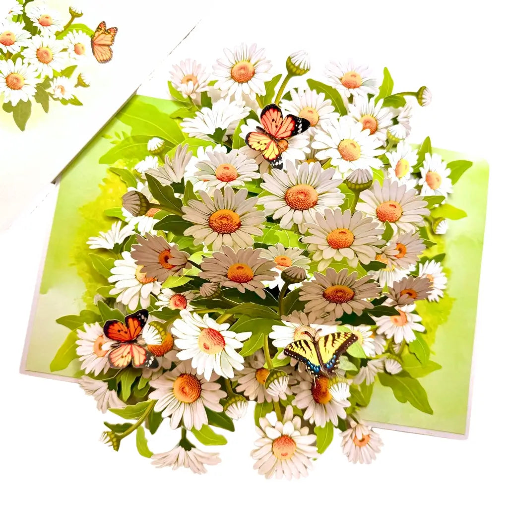 3D daisy pop up card with butterflies