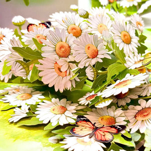 Butterfly and white daisy garden 3D flower card