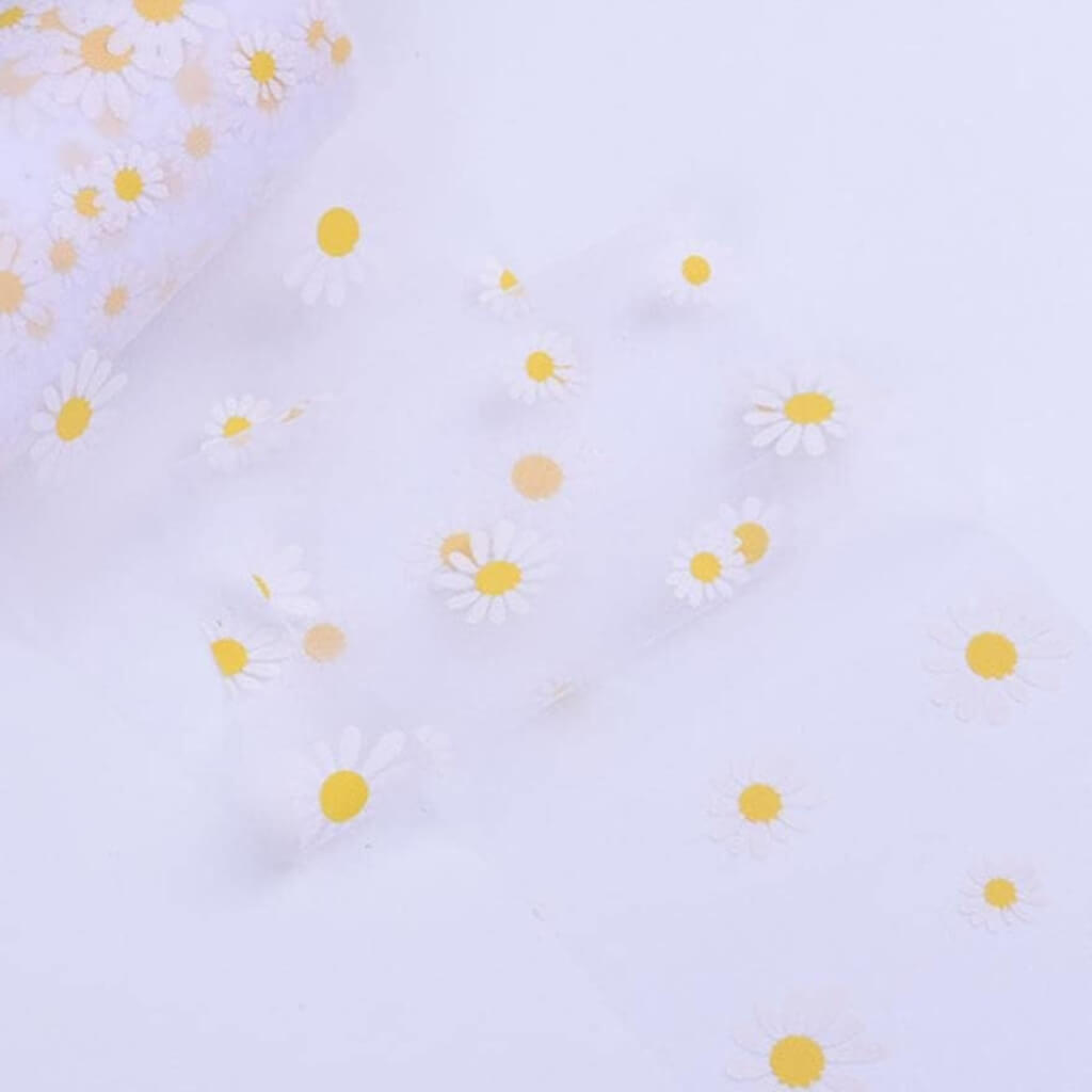 Daisy Tulle Ribbon 6cm x 5 yards - white