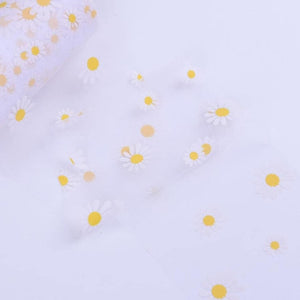 Daisy Tulle Ribbon 6cm x 5 yards - white