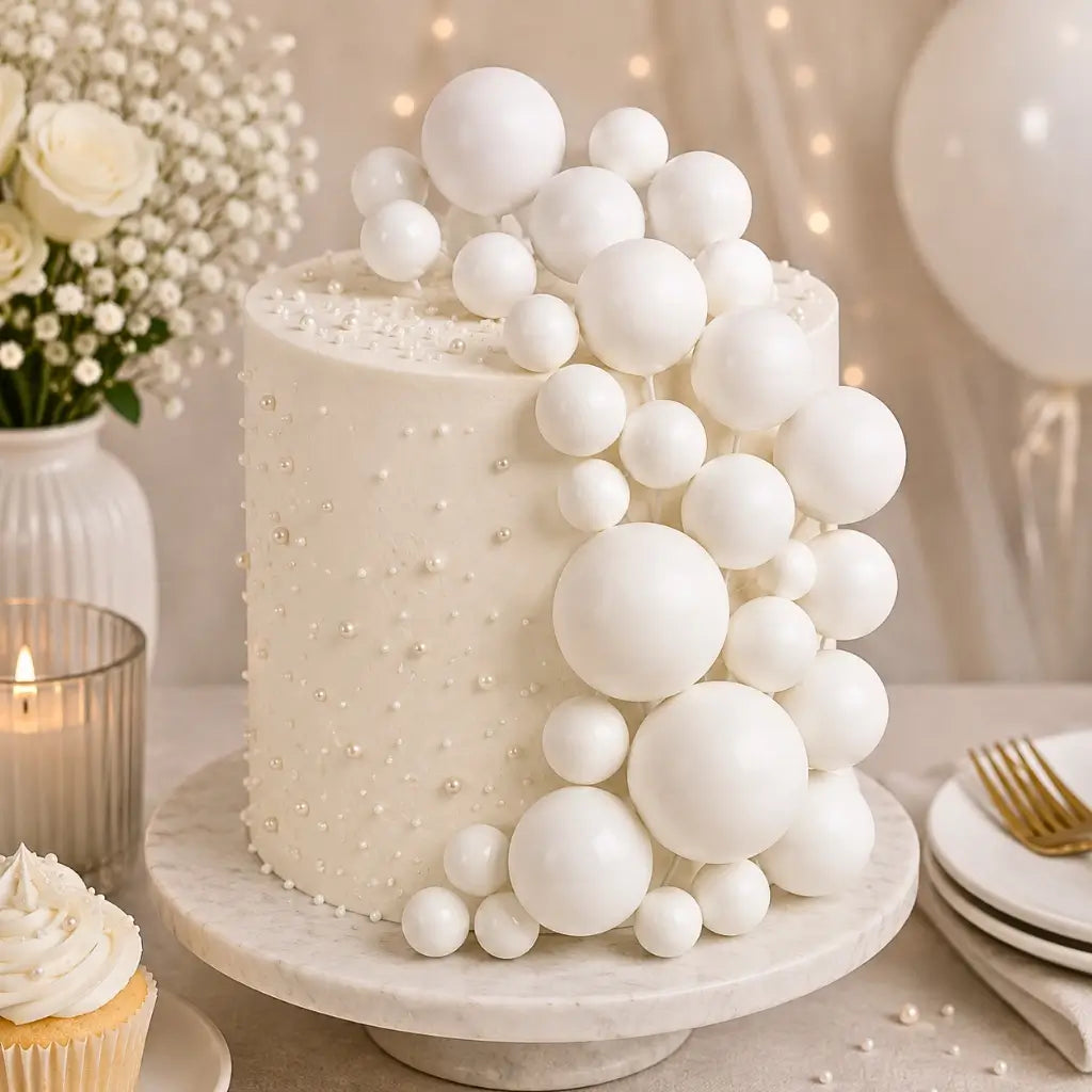 White Deco Foam Ball Toppers 20pk