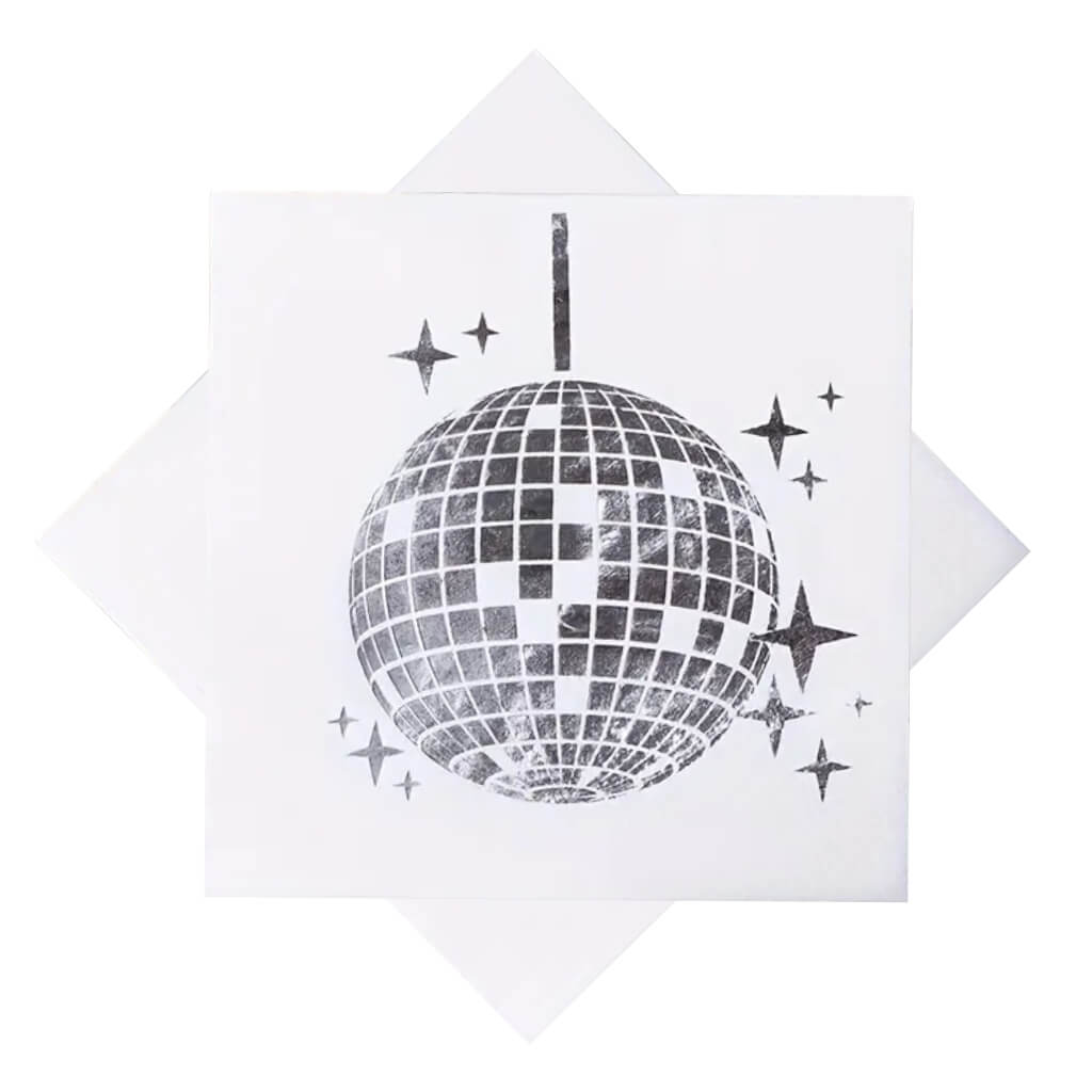 White Disco Ball Cocktail Napkins 16pk