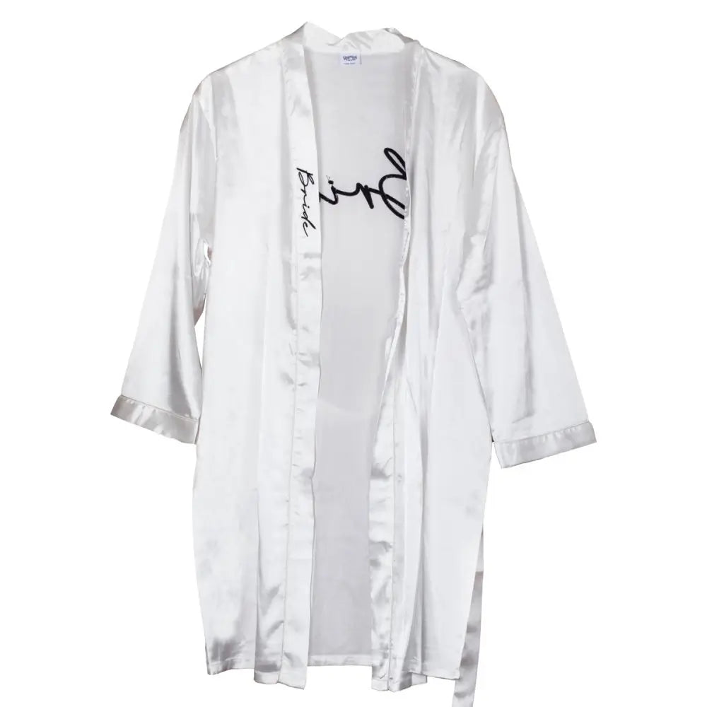 White Embroidered Bride Hen Party Dressing Gown