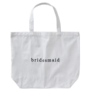 White Embroidered Bridesmaid Tote Bag