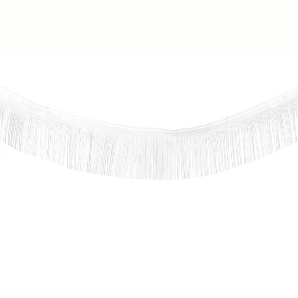 White Tinsel Fringe Foil Banner 3m party backdrop decorations