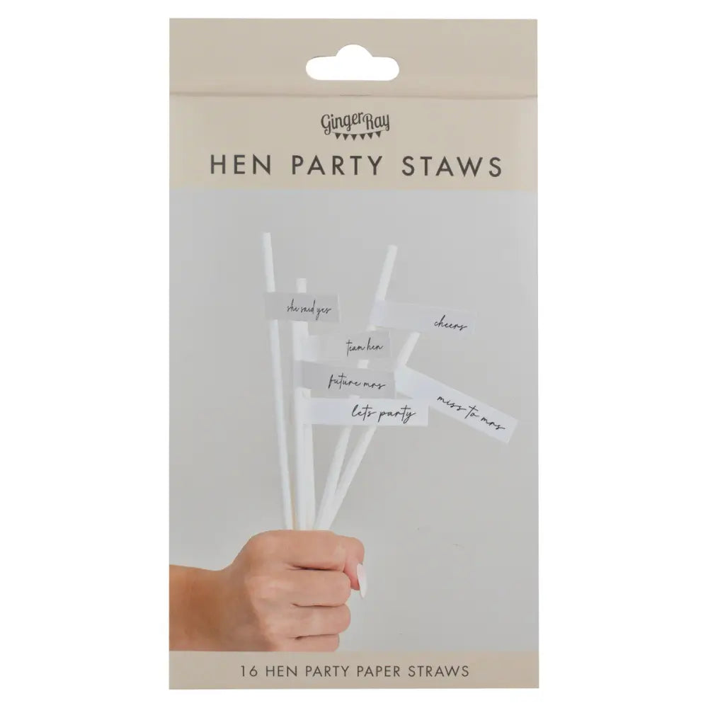 Team Bride Hen Party Paper Straws 16pk
