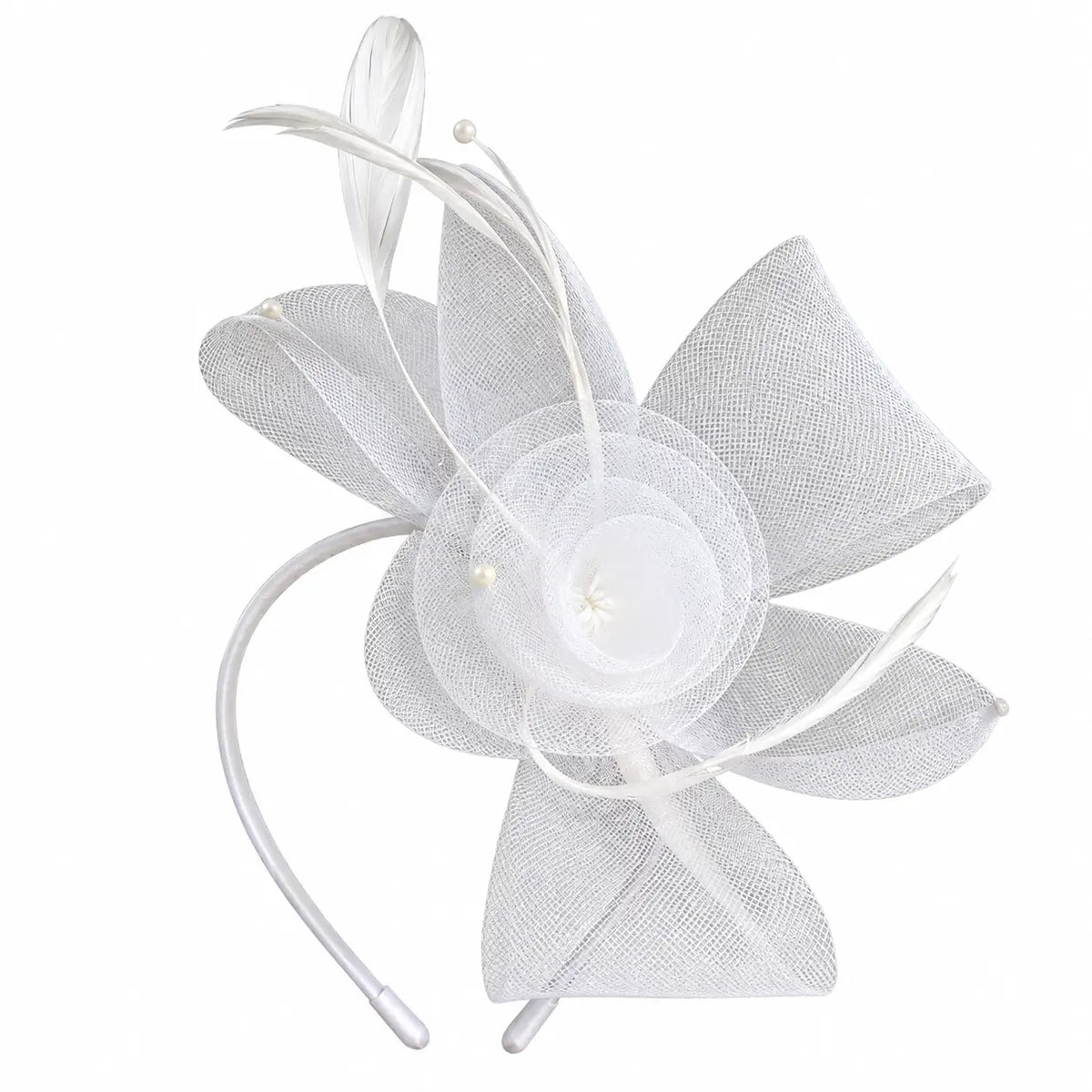 Tilly white occasion headband with floral centre