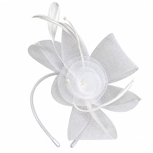 Tilly white occasion headband with floral centre