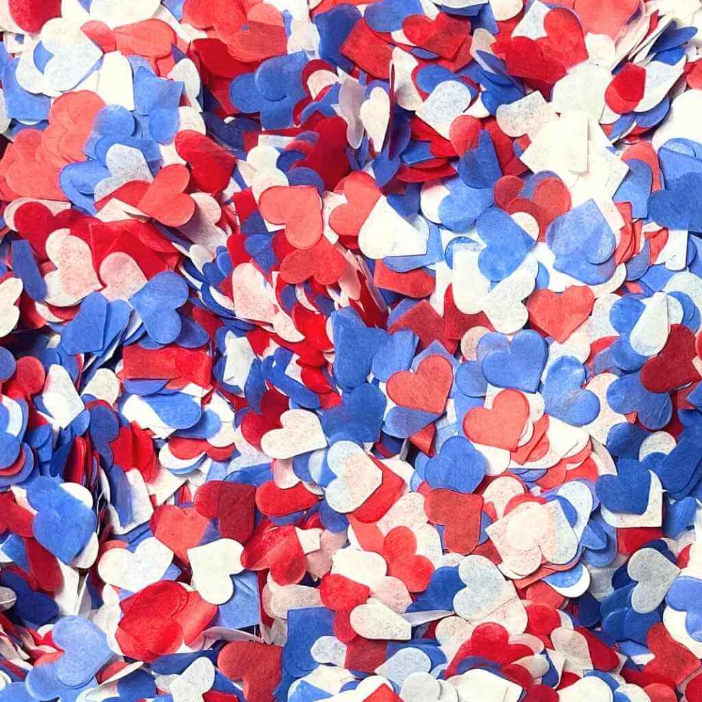 White, Red & Navy Blue Heart Paper Confetti 20g