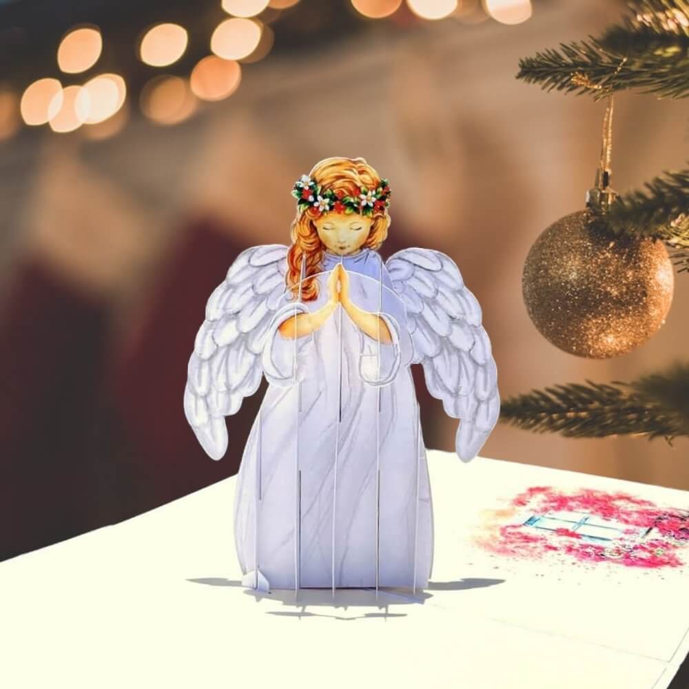 Online Party Supplies Australia Handmade Praying Guardian Angel Pop Up Christmas Card For Her