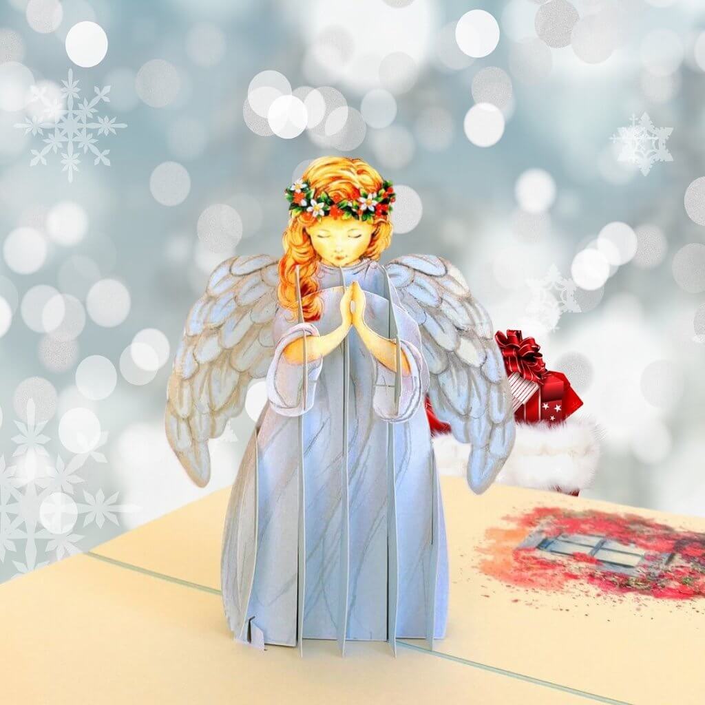 Online Party Supplies Australia Handmade Praying Guardian Angel Pop Up Christmas Card For Her