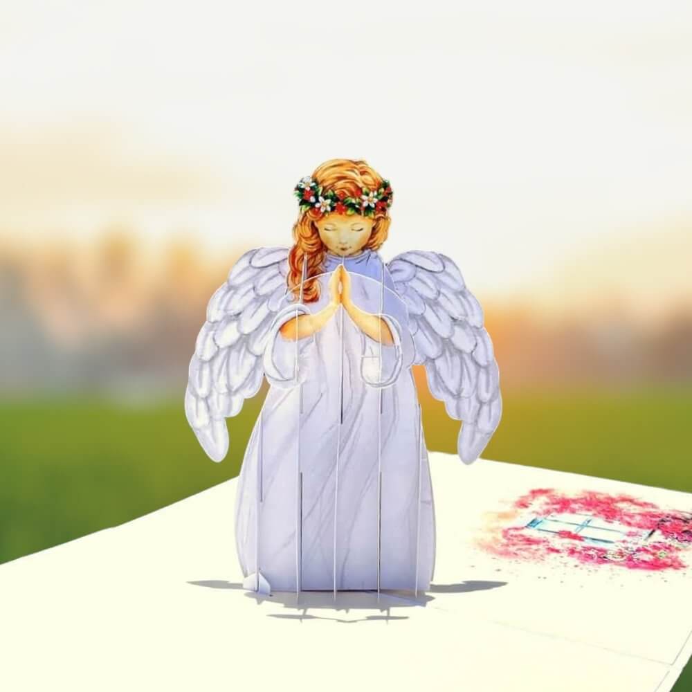 Online Party Supplies Australia Handmade Praying Guardian Angel Pop Up Christmas Card For Her