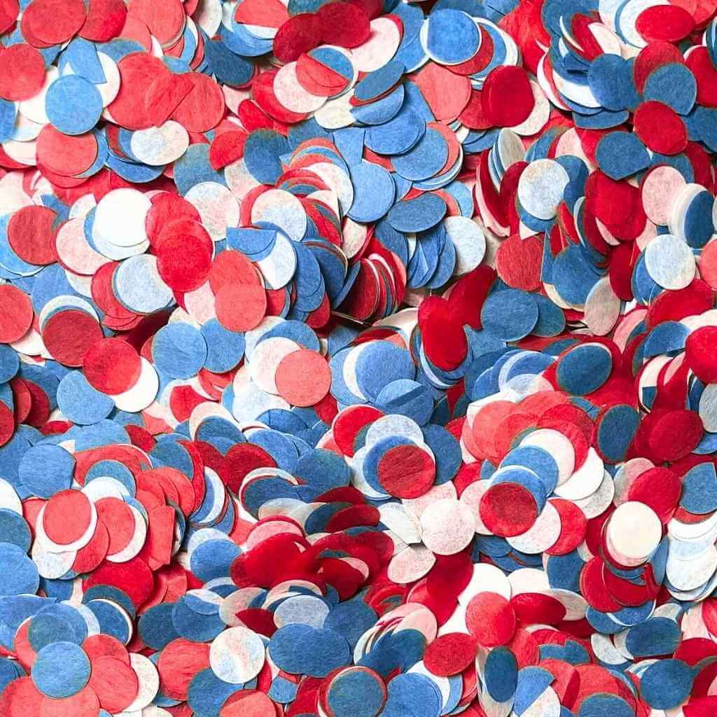 White, Red & Navy Blue Paper Confetti 20g