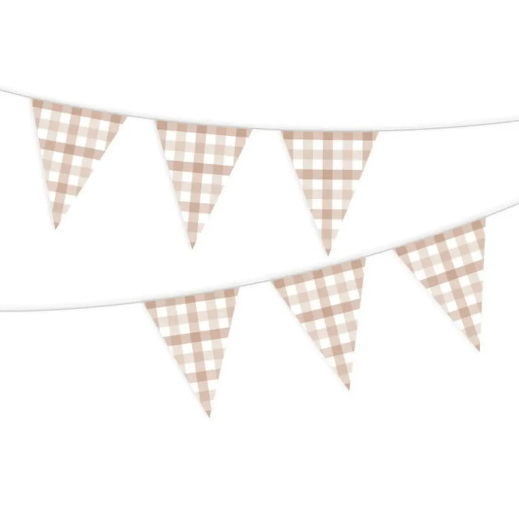 White Sand Gingham Paper Flag Bunting