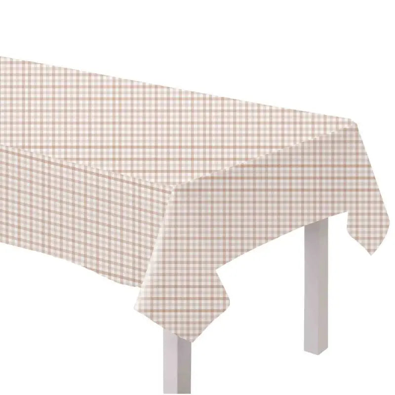 White Sand Gingham Paper Tablecover