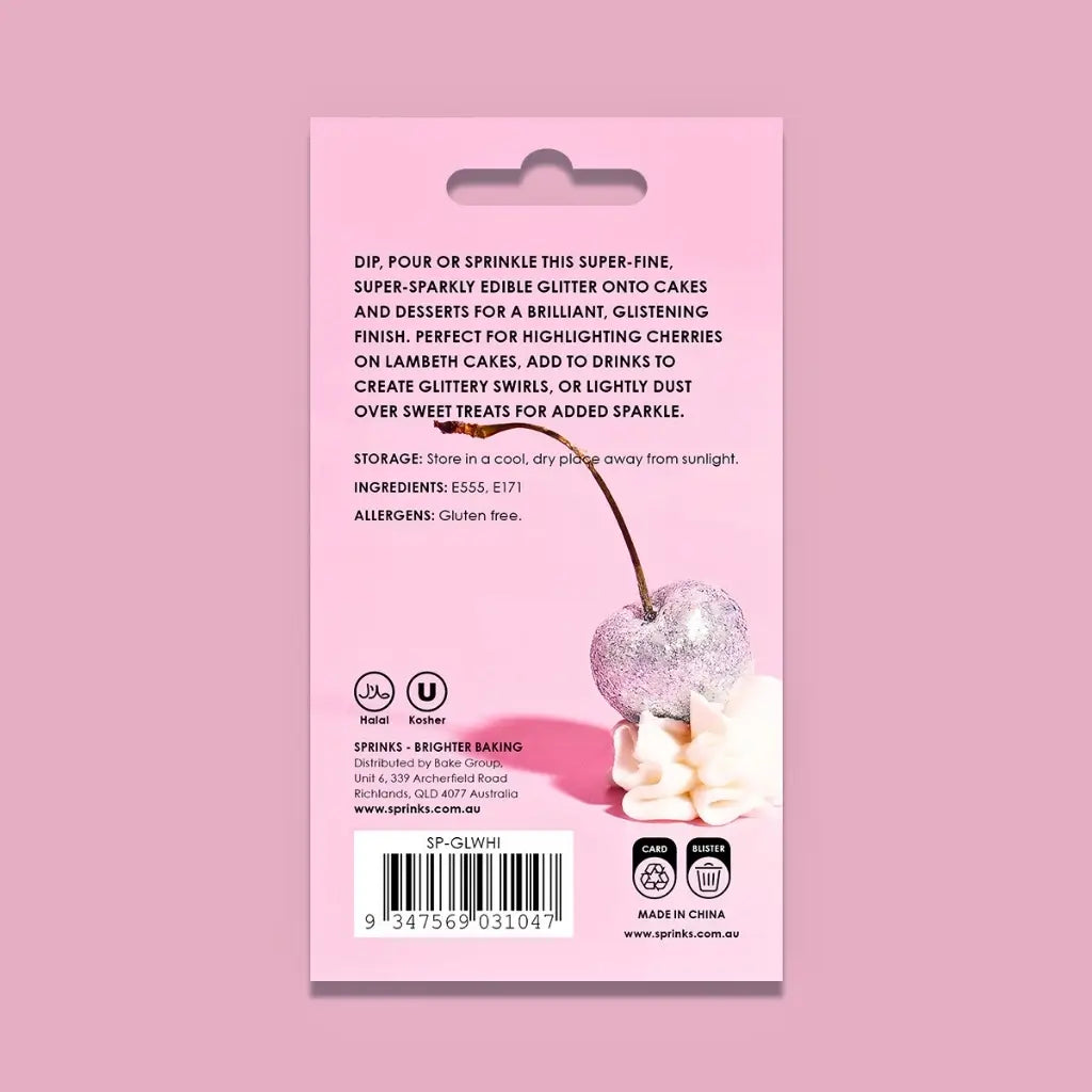 Edible White Glitter for Cocktails and Desserts