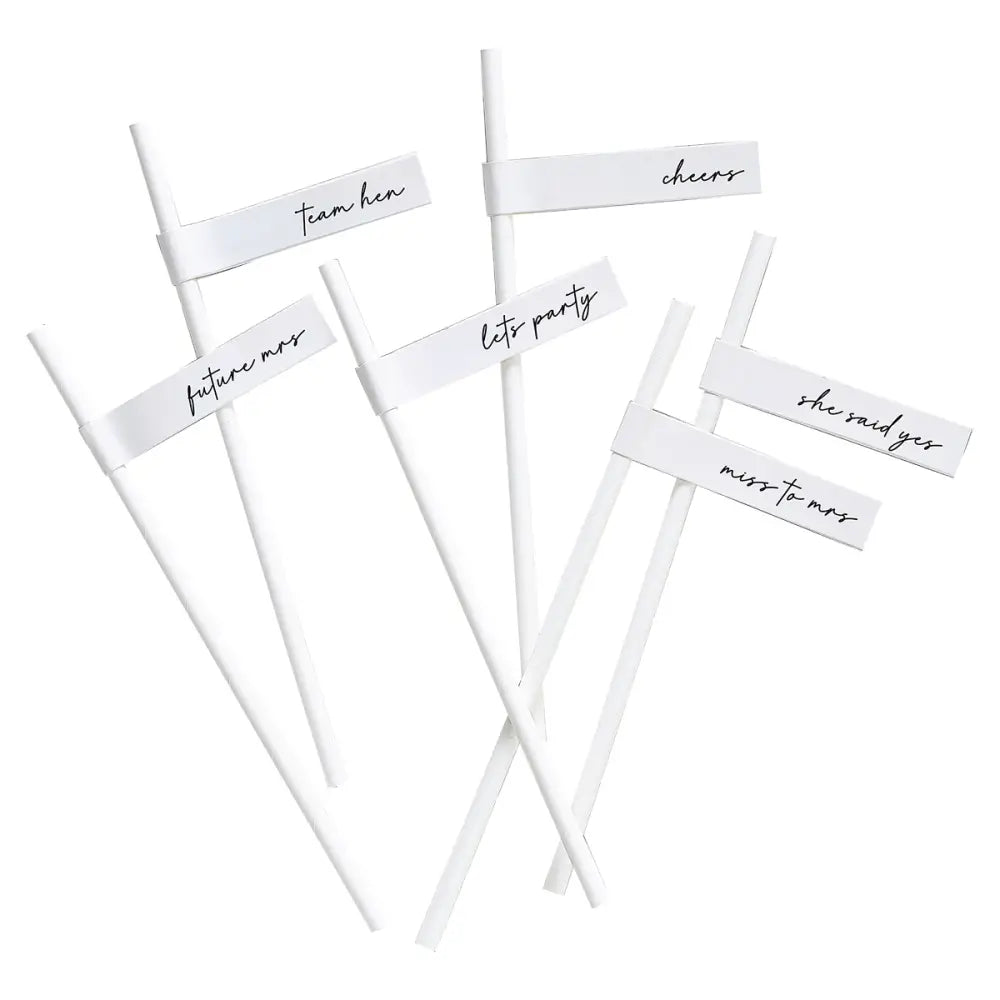 Team Bride Hen Party Paper Straws 16pk