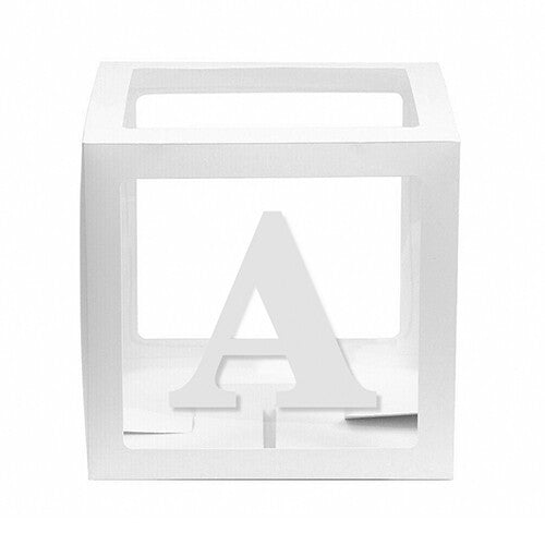 White Balloon Cube Box with Letter