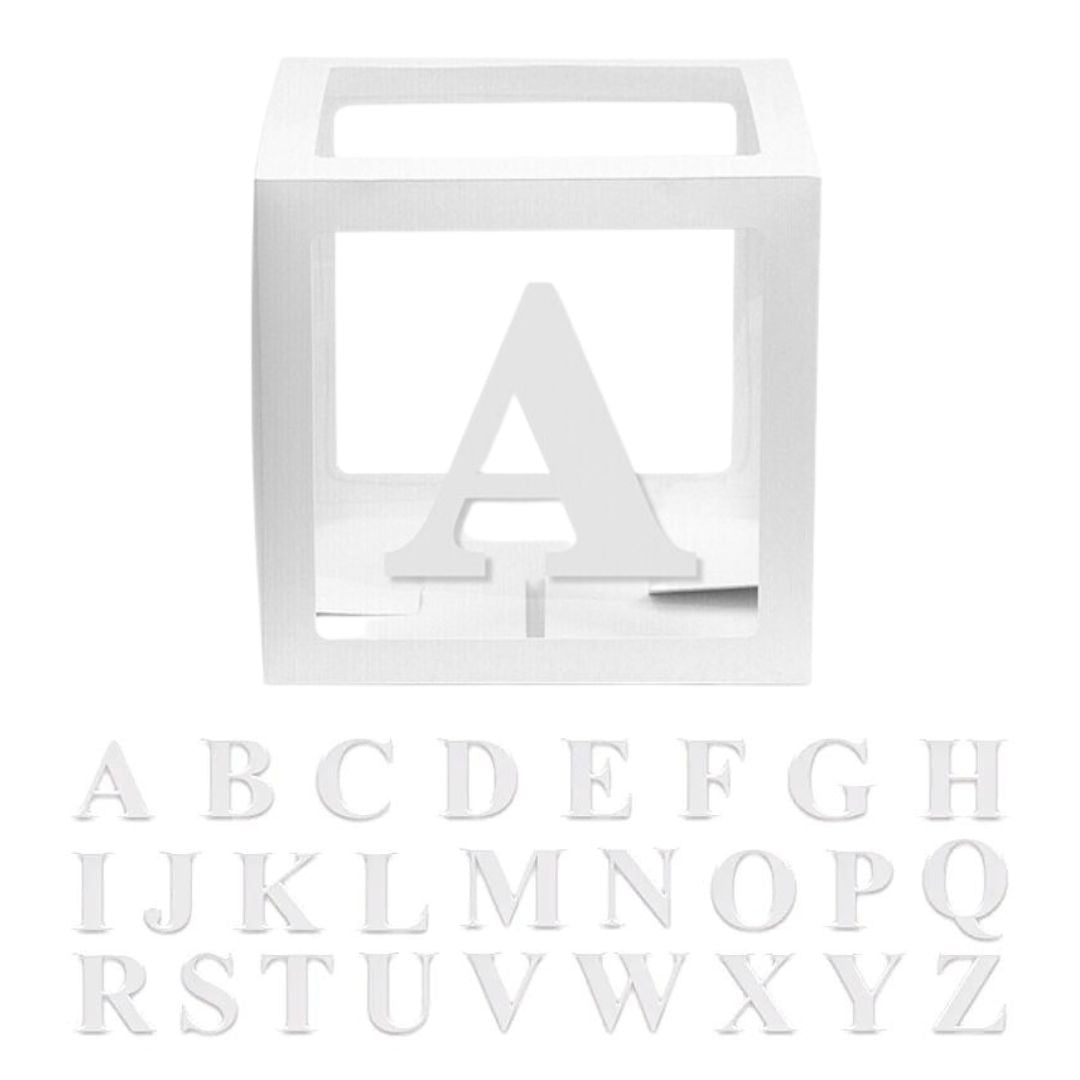 White Balloon Cube Box with Letter
