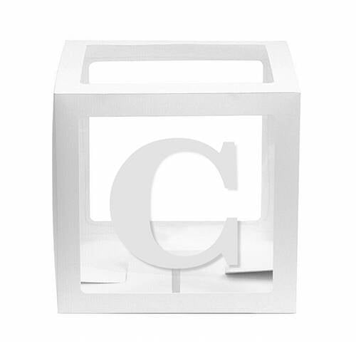 White Balloon Cube Box with Letter