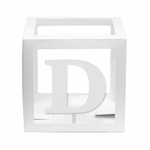 White Balloon Cube Box with Letter D