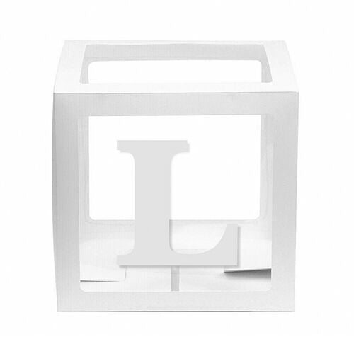 White Balloon Cube Box with Letter L