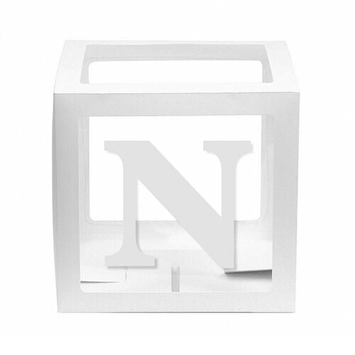 White Balloon Cube Box with Letter N