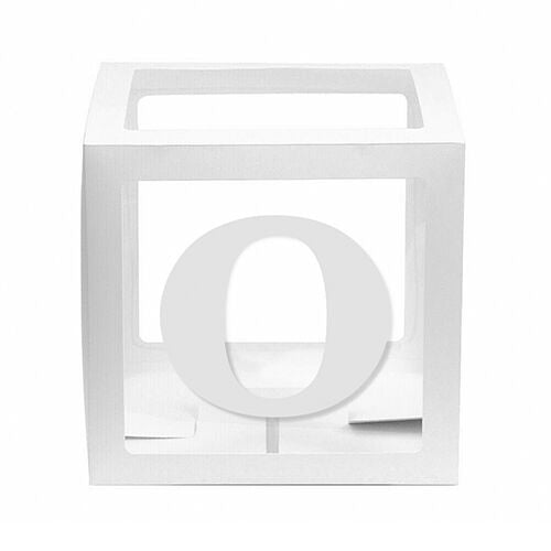 White Balloon Cube Box with Letter O