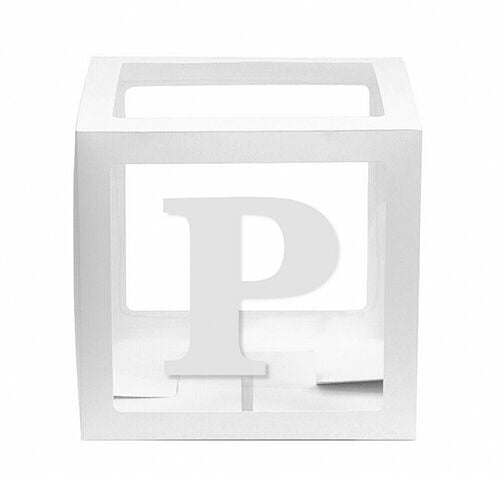 White Balloon Cube Box with Letter P