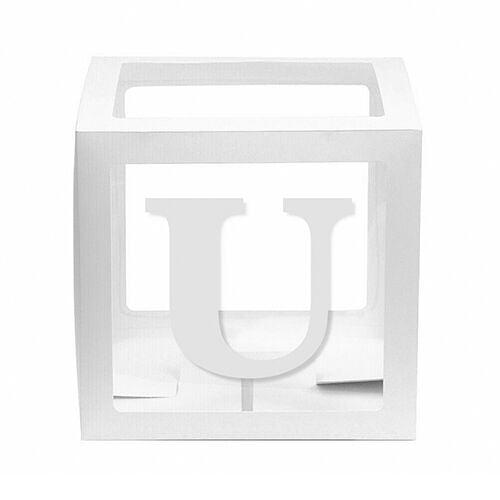White Balloon Cube Box with Letter U