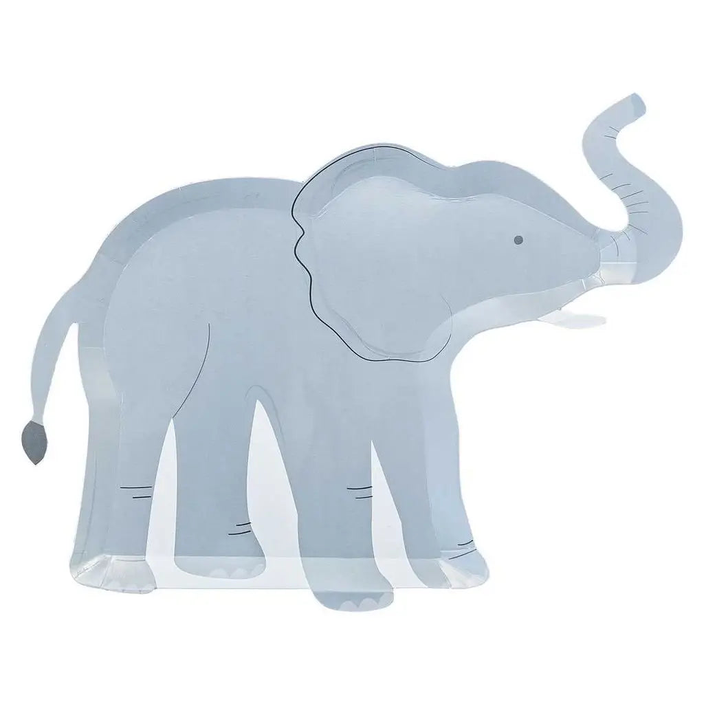 Wild Jungle Elephant Shaped Paper Plates 8pk