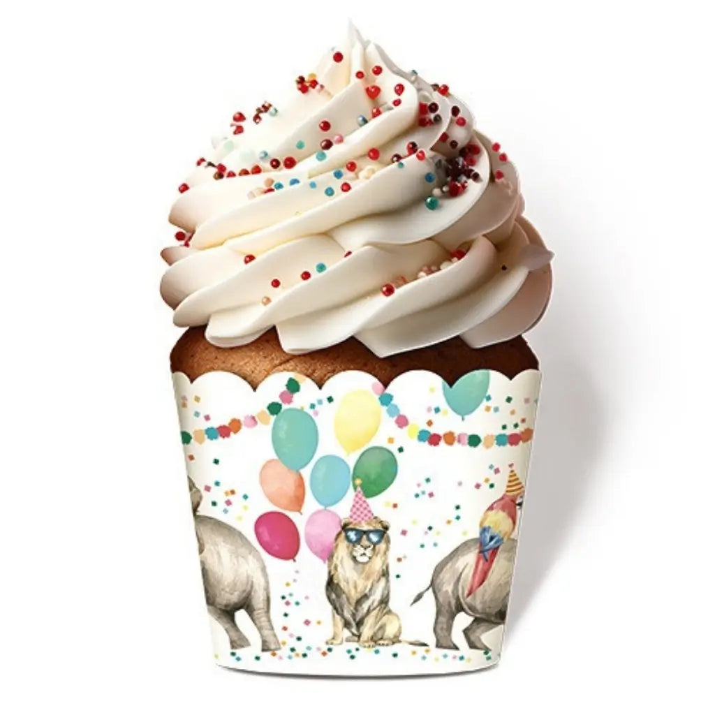 Artwrap Wild Party Animals cupcake baking cups in a pack of 12