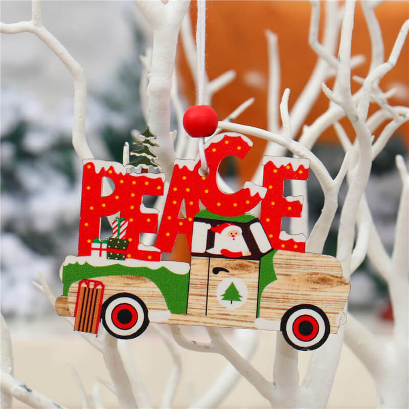 Assorted Wooden Christmas Tree Hanging Ornament