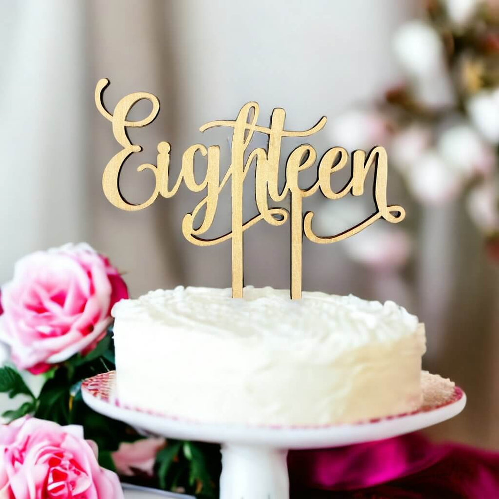 Gold Mirror Geometric Circle Happy 18th Cake Topper