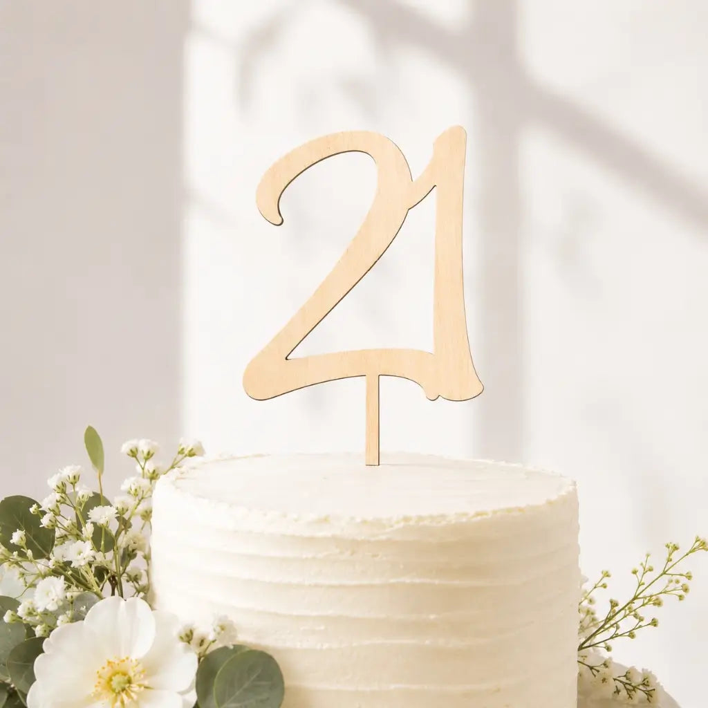 Wooden Age 21 Cake Topper