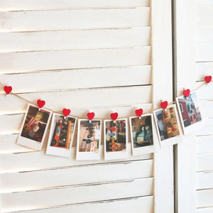 Wooden Red Love Heart Photo Hanging Pegs 24pk