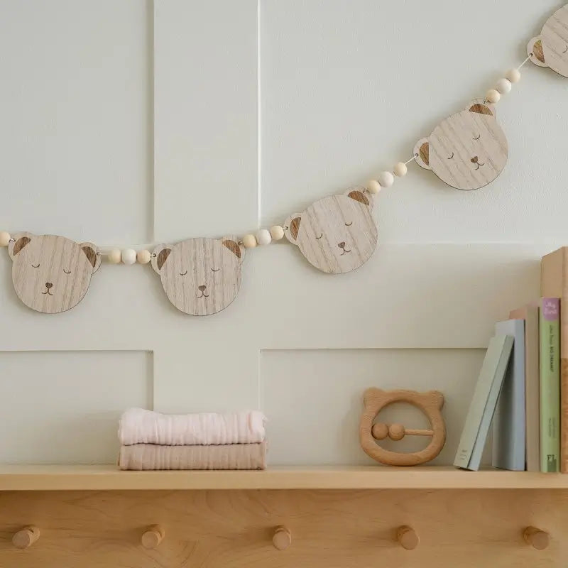 Wooden Teddy Bear Face Baby Shower Bunting