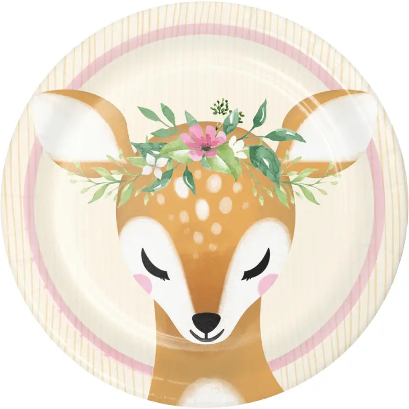 Deer Little One Lunch Paper Plates 18cm 8pk